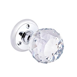 Hiatt Hardware - Glass Round Door Knob - Polished Chrome - 1 Pair - Fixings Included - 60mm Diameter - Interior Use