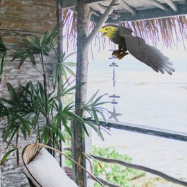 Balacoo 2Pcs Bird Scarecrow Fake Horned Hawk, Hanging Bird Garden Protectors, Natural Enemy Pest Deterrent Outdoor