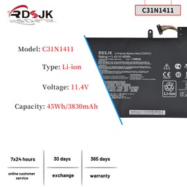 C31N1411 Laptop Battery for ASUS ZenBook U Series UX305 UX305F UX305C UX305CA UX305FA UX305FA-USM1 U305 U305L U305F U305CA U305LA U305FA U305FA5Y10 U305UA UX305CA-EHM1 FC167T 0B200-01180000 11.4V 45Wh