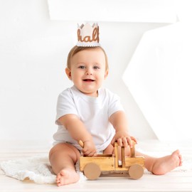 Dokuna Half Birthday Crown Hat Boy, Natural Boho Half Birthday Decorations for Boy, Half Birthday Outfit Baby Boy