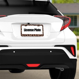 Leopard Print License Plate Covers, Cheetah License Plate Frame, Aluminum License Plate Holders, Women & Men Car Tag Frame with Screws, 6 X 12 in