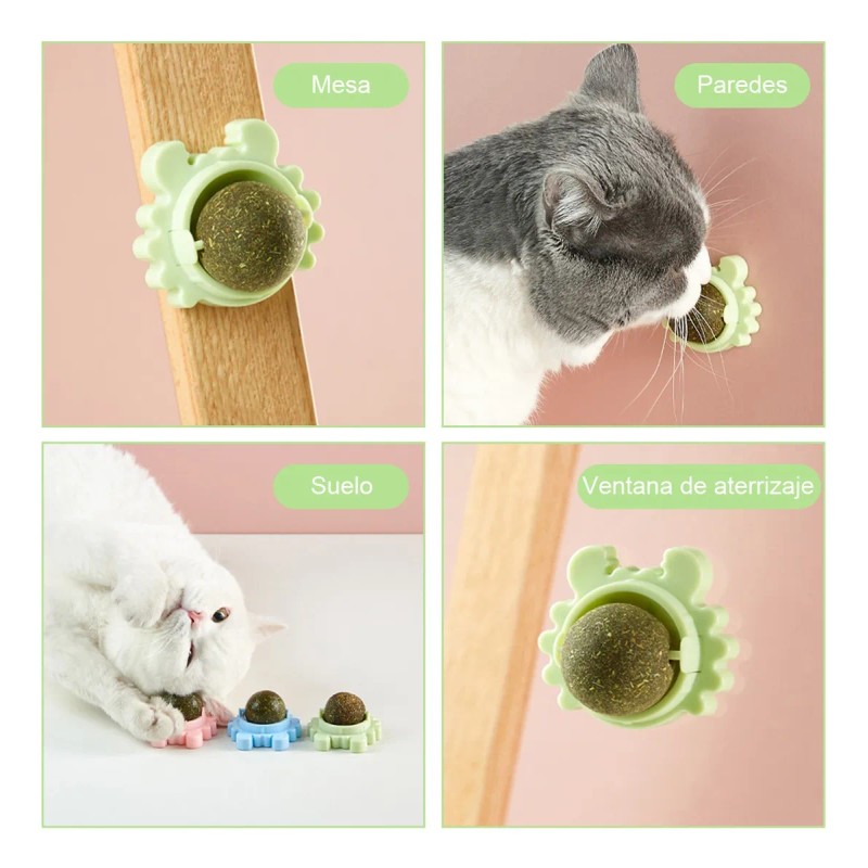 Bola Giratoria Con Hierba Gatera De Juguete Para Gatos, 3pz