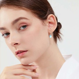 VONALA Bee 925 Sterling Silver Earrings for Women Moonstone Pendant Jewelry for Mother Dangle Earrings Silver Jewelry Gift for Birthday Graduation