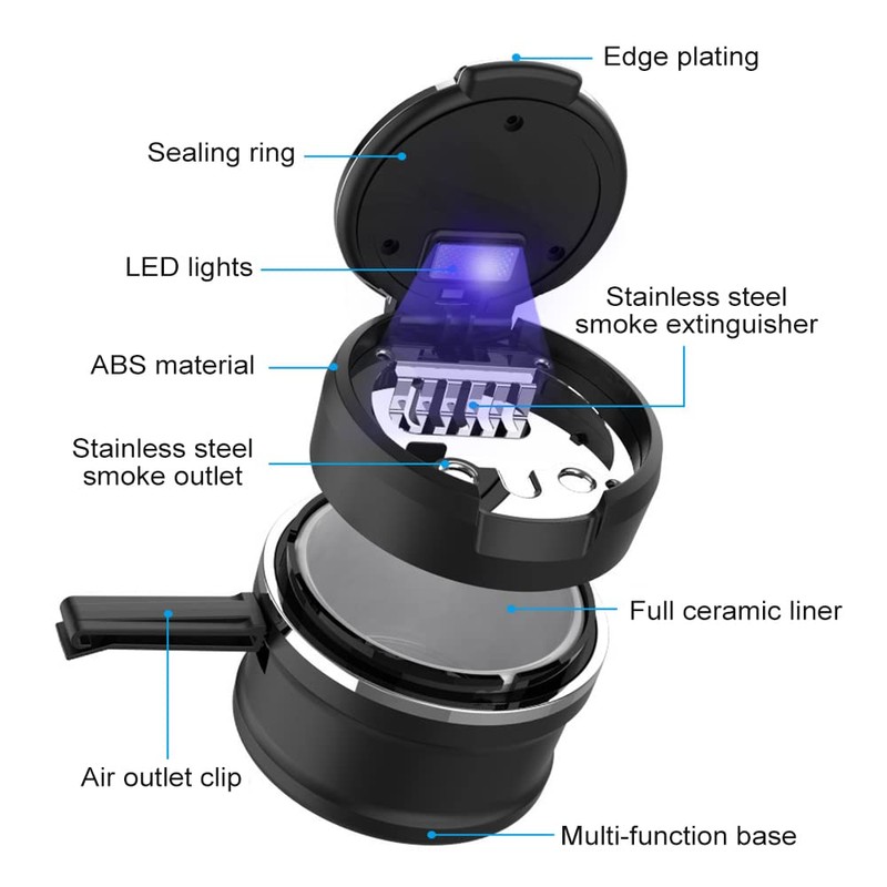 LxwSin Car Ashtray, Easy Clean Up Removable Car Ashtray with