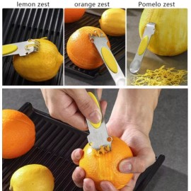 TIKA 3-in-1 Lemon Zester Grater - Stainless Steel Citrus Peeler, Kitchen Tool w Knife