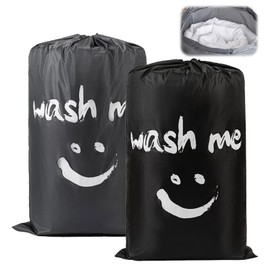 Travel Laundry Bag, 2 Pcs Portable Large Laundry Bags, Durable Rip-Stop Dirty Clothes Bag, Dirty Laundry Hamper with Drawstring Cord for Travel Home