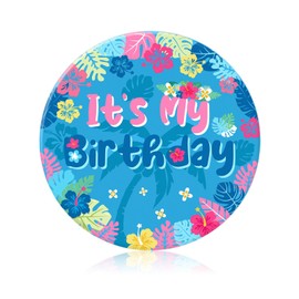 Hawaii It's My Birthday Pin, 2.3in Summer Happy Birthday Button Badge Palm Leaf for Boys Girls Women Men Party Decorations