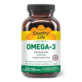 Country Life Aceite de pescado omega-3 - 1000 mg - 100 cápsulas blandas