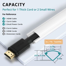 ZhiYo 85in Corner Cable Concealer, Corner Cord Hider for One Cord, Wire Covers for Cords, Paintable Corner Cord Cover, Cable Management Channel Cable Raceway for Wall, Floor Baseboard, Ceiling -5 X L17in