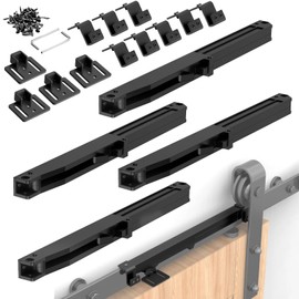 Barn Door Soft Close Hardware Kit,Barn Door Buffer Damper Stopper is Suitable for Most Flat Track Sliding Door Systems.Supports Doors Weighing 88-132 lbs,No Hole Installation (Black 4pcs)