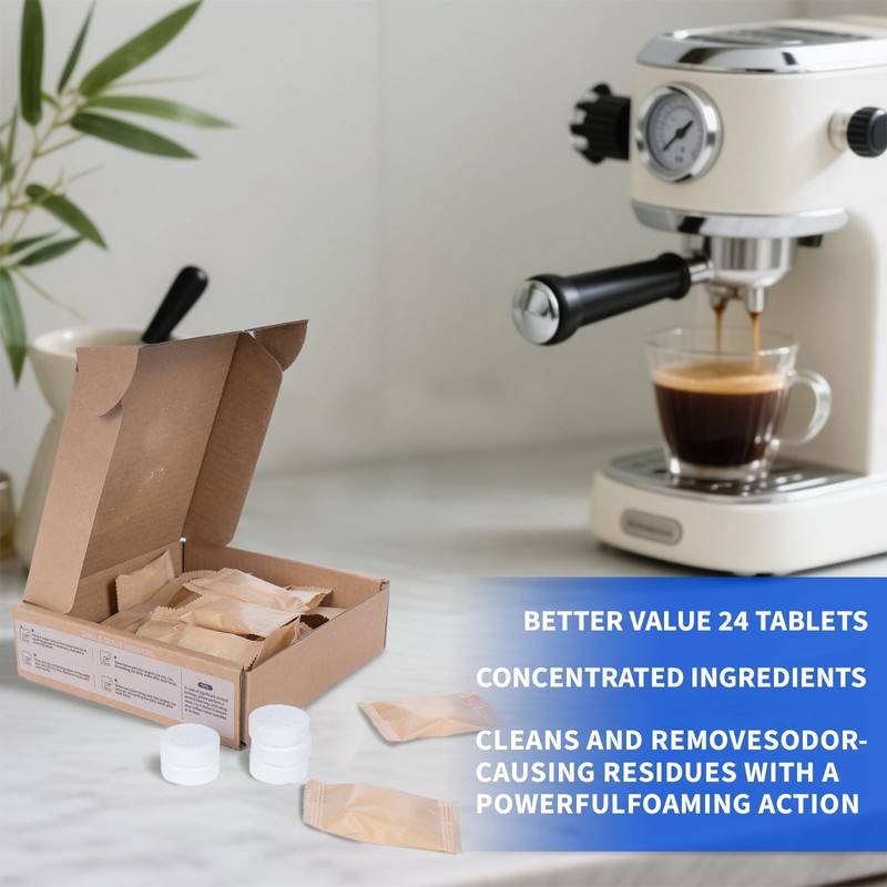 Coffee Machine Cleaner Tablets - 24 Pack | Descaling &