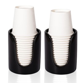 Bathroom Dispenser Small Holder for Bathroom, Ceramic Mouthwash Cups 3 4 oz, 2 Pack, Black