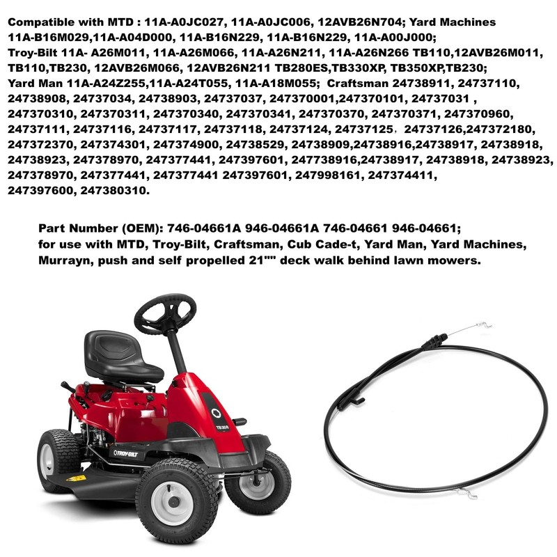 Ruimou 746-04661A 946-04661A Lawn Mower Control Cable (51inch) Compatible with