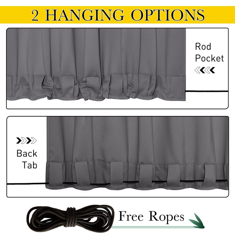 NICETOWN 2 Panels Outdoor Curtains for Patio Waterproof & Windproof,