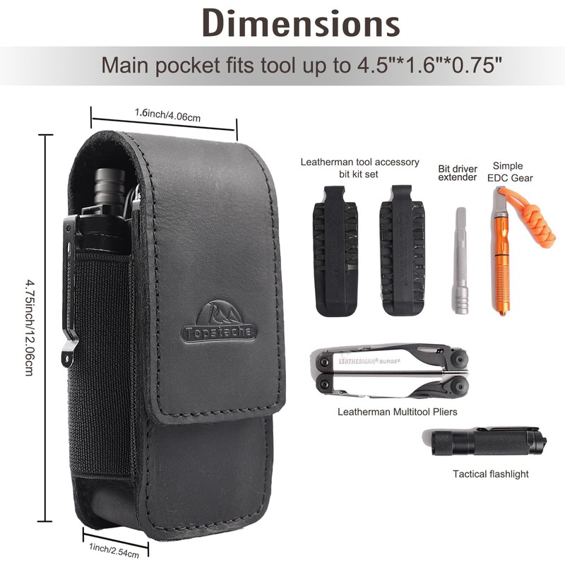 Topstache Leather Multitool Sheath for Belt - Multitool Holster for