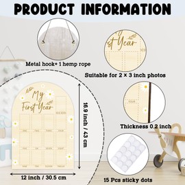 UIBOVA My First Year Photo Board, Daisy Baby Milestone Signs for Boys Girls Nursery Decor, 12 Month Pictures for Baby First Year, Picture Board for 2x3 Photos, Babies Keepsake Gift for Mom-A25