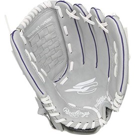Rawlings Sure Catch Series Fastpitch Softball Glove, Purple/Grey/White, Right Hand Throw, 12 inch, SCSB12PU-6/0 12 BSK/NFC