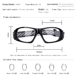 SooGree Sport Goggles Basketball Soccer Football Sports Protective Eyewear Goggles Eye Safety Glasses Men Women Racquetball Goggles Lens Replaceable (Black Frame Clear Pad)