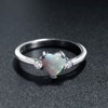 ACEFEEL 925 Sterling Silver Heart Shaped White Opal Engagement Promise