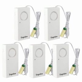 Topvico Water Leak Detector, 120dB Loud Siren, Powered by 9V Battery (not Include), Sensor Alarm for RV Kitchen Basement Water Heater, 5 Pack