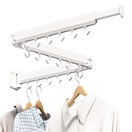 Laundry Rack Wall Mounted,Clothes Drying Rack,Drying Rack Clothing,Clothes Rack,Laundry Hanger Rack,Laundry Drying Rack,Drying Rack Wall Mounted,Retractable ,Collapsible,White Color（J-type Hooks）