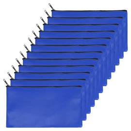 PATIKIL 11"x 6" Bank Deposit Bag, 12Pcs Money Bag Bank Bag Security Money Pouch Receipt Holder for Tickets Coin Makeup Cosmetics Bills, Blue