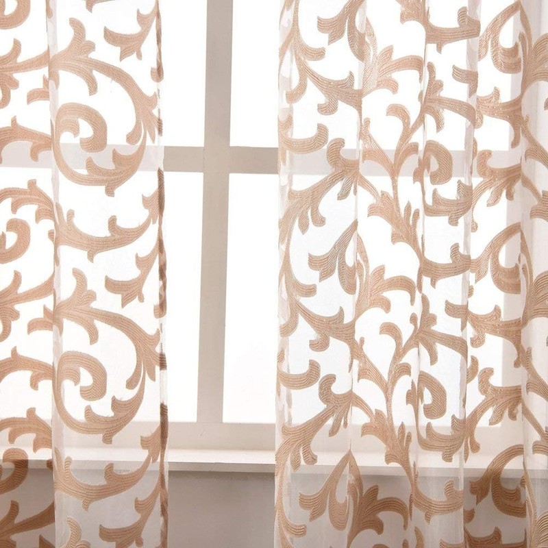 Elegant Beige Sheer Curtains, Light Filtering Voile Drapes, Rod Pocket