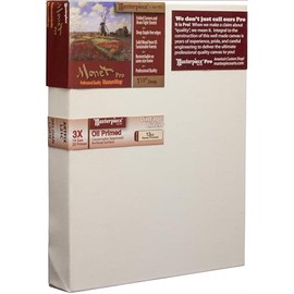 MASTERPIECE Z1MO-0405 Monet Pro 1.5" Deep Vintage L21C Belgian Linen 13.0 oz Oil Primed Linen Stretched Canvas 4" x 5" Cream