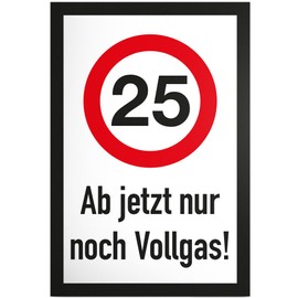 DankeDir! 25 Jahre Vollgas - Sign 'Birthday Sign' Made of Plastic, 30 x 20 cm, Modern, White, Wall Mounting, Birthday Theme, Decorative Signage, Gift Idea for a 25th Birthday