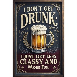 Seeyoo Retro Tin Sign - I DON'T GET DRUNK - Vintage-Inspired Metal Wall Art for Home, Bar, Cafe, or Office Décor - Unique and Thoughtful Gift for Family, Friends, or Colleagues