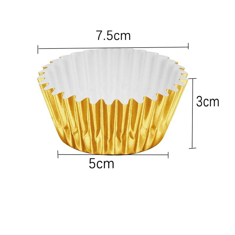 LYSAIMG 100Pcs Gold Foil Cupcake Liners, Heatproof Cup Liners for