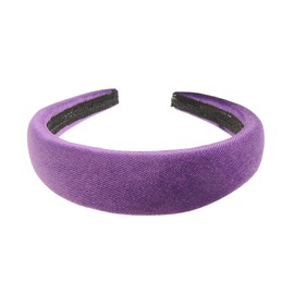 Glamour Girlz Ladies Wedding Bridal Evening Party Flat Padded Velvet Velour Headband (Purple Flat)