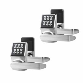 Keypad Door Lock with Handle, Digital Door Lock with Keypad Set,Keyless Entry Door Locks with Handle-IC Card and Anti-peep Password- Brushed Nickel-2PACKset