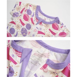 Teach Leanbh Toddler Baby Boys Girls One Piece Pajamas Bamboo Viscose 2 Way Zipper Printing Short Sleeve Footless Romper Sleep and Play 3 Months-4 Years (Yellow pink/Elephant, 2-3 Years)