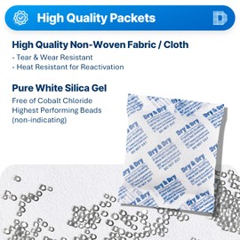 100 Gram [28 Packets] - Dry & Dry Premium Pure & Safe Silica Gel Desiccant Packets Dehumidifier Silica Gel Packs - Rechargeable Fabric Silica Packets for Moisture Absorber Desiccant Packs