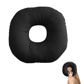 Mineup Ear Piercing Pillow, 11 Inch Piercing Pillow for Side Sleepers, Donut Pillow for Ear, O-Shaped Pillow, Ear Guard Pillow for Piercing Aftercare, Releasing Ear Pain, Sleeping Guard (Black)