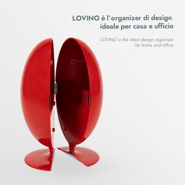 SOLDIDESIGN Lovino Schreibtisch-Organizer oder Schmuckkästchen im modernen Design, 13 x 25 cm, ideal als Taschenleer, Stiftehalter, Wohnaccessoires oder Schreibtischzubehör, Rot