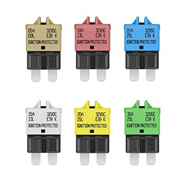 LENKRAD Manual Reset Fuses Circuit Breaker Fuse Low Profile ATC/ATO E39 (5A/ 10A/ 15A/ 20A/ 25A/ 30A) Resettable Fuse 12V-32V DC, Mixed 6 Packs