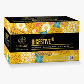 Horley DIGESTIVE Infusión de Manzanilla, Menta y Anís Verde, con 20 sobres de 1.5 gramos