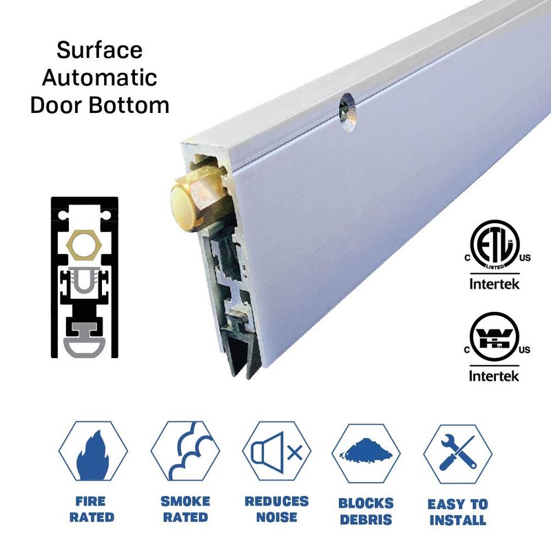Fire Rated/Regular Duty/Clear Anodized Aluminum/Surface Automatic Door Bottom with Solid