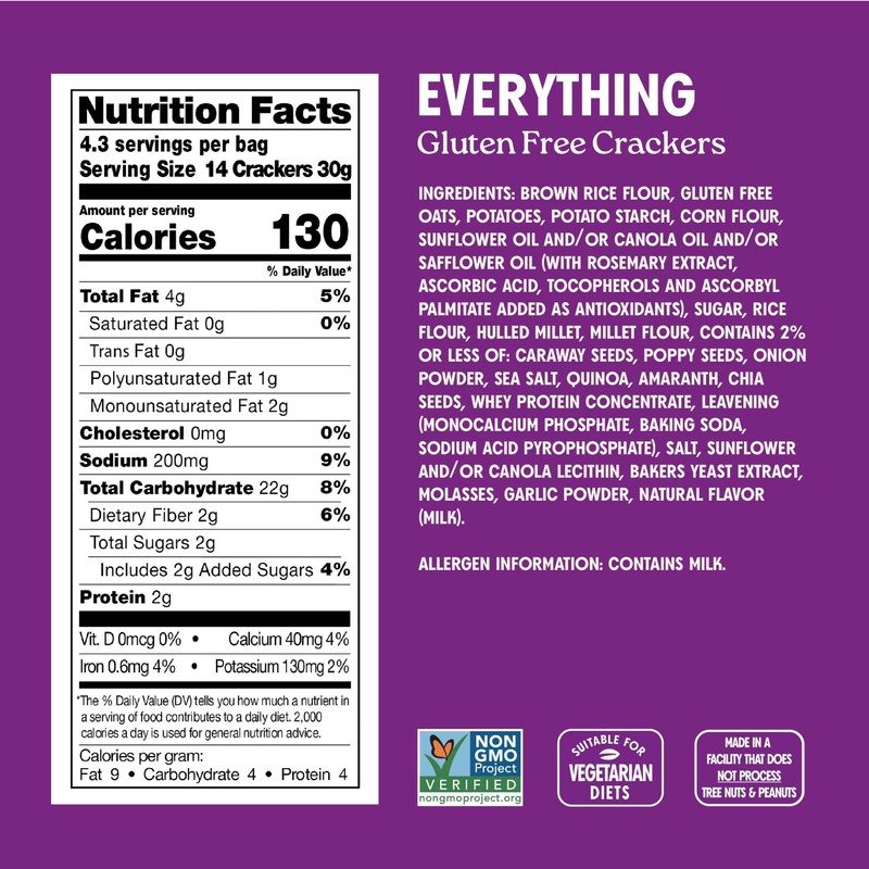 Milton's Gluten Free Crackers, Everything - Everything Bagel Inspired, Non-GMO