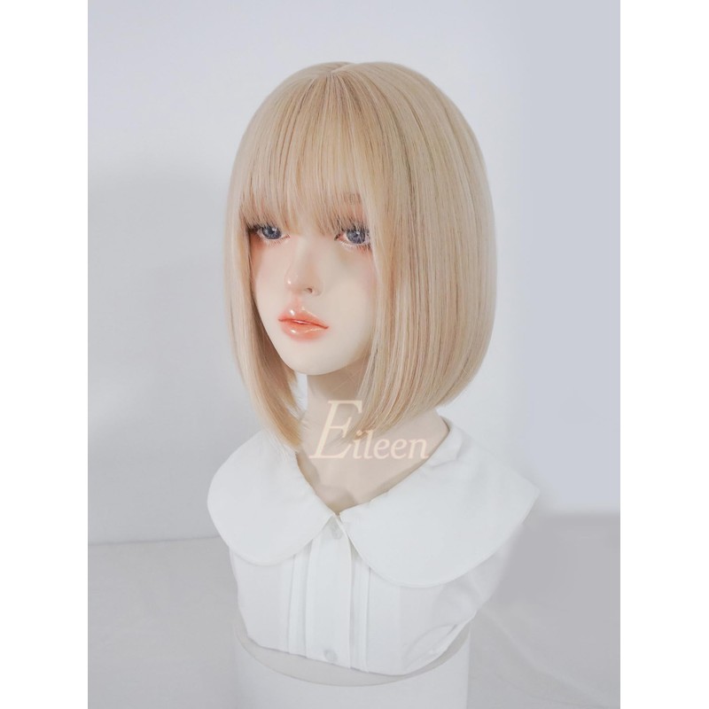 Eileen Bob Blonde Wig, Natural Fluffy Women's Wig, Straight, Small