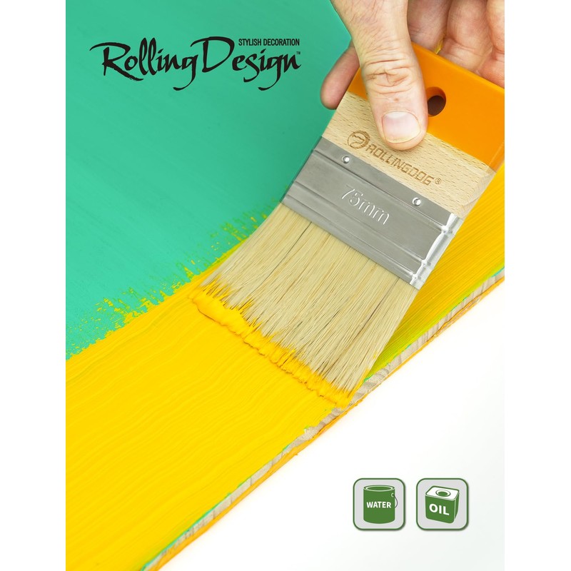 ROLLINGDOG 75mm Short Handle Brush - Synthetic & Hog Bristle