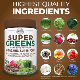 COUNTRY FARMS Greens Chocolate Flavor, 50 Organic Super Foods, USDA Drink Mix, Pack of 2