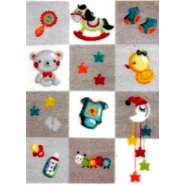 Needles N Minis 1:48 or 1/4" Scale Dollhouse Miniature Area Rug Approx 2" x 2-11/16" - 0001768