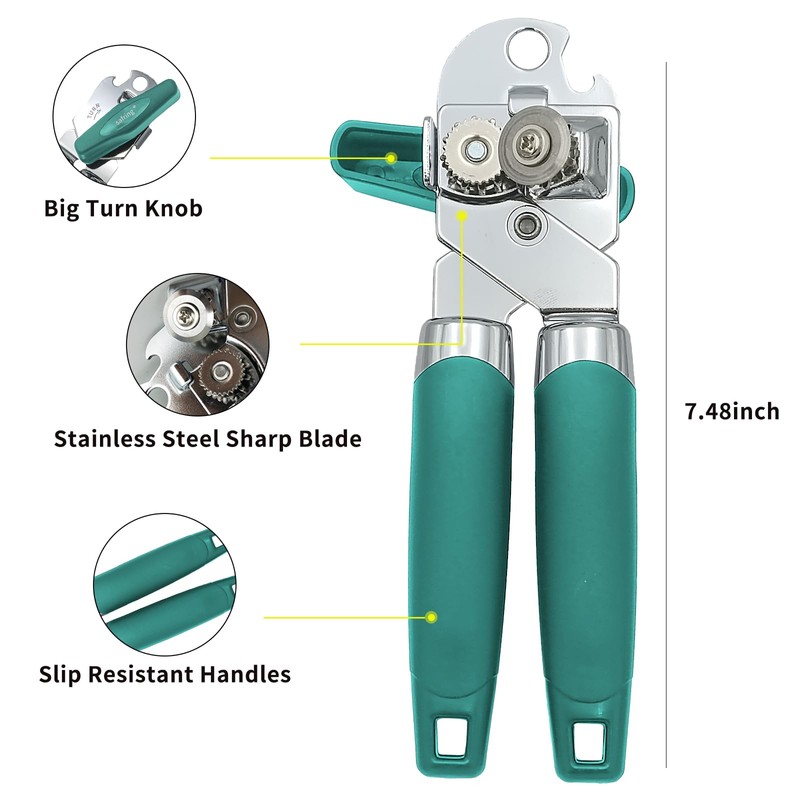Safring Can Opener Manual, Handheld Strong Heavy Duty Stainless Steel