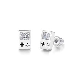 Danity Gaming Console Stud Earrings Cute Earrings for Men Women Game Lovers (silver plated)