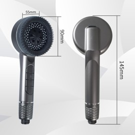 Hochdruck-Duschkopf mit Filter, 3+1 Strahlmodi, Wasserstop-Schalter, Universal-Halterung, 3 Filter