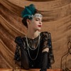 Flapper Headband for Women Vintage 1920s Pearls Feather Lace Headpiece