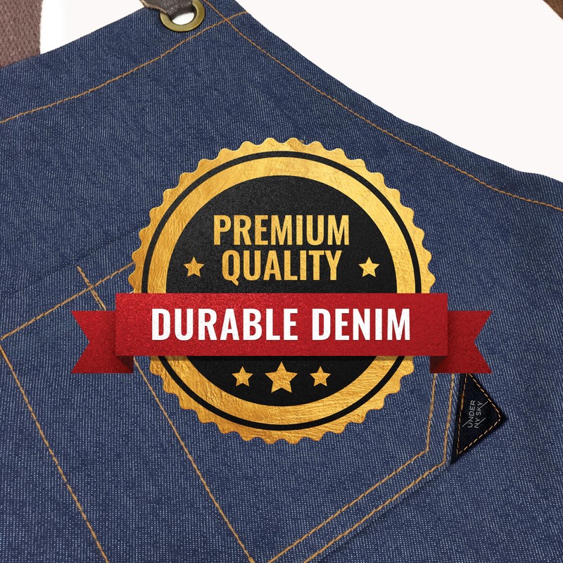 Under NY Sky Pottery Cross-Back Apron (Blue Denim)